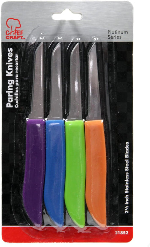 Chef Craft Select Paring Knife Set, 4 Piece Set, 2.5 Inch Blade, 8 Inch Length, Assorted