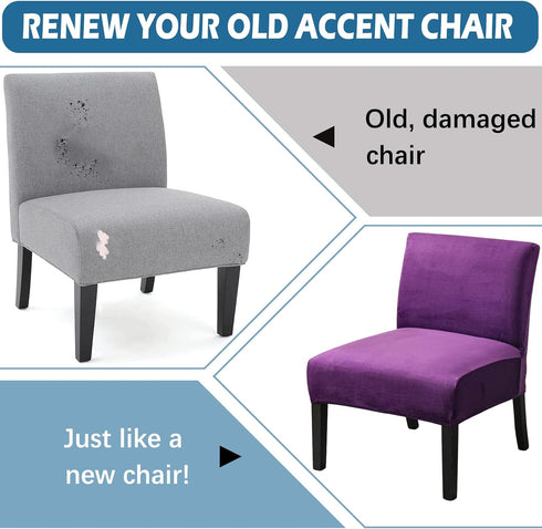 Armless Armless Velvet Accent Chair Cover Slipcover, Stretch Super Soft Thick Velvet Chair Slipcovers for Chair