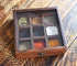 9x9 Inch 9 Ajuny Wooden Spice Box - Decorative Masala Dabba Organizer with Glass Lid, Compartments & Spoon, Spice