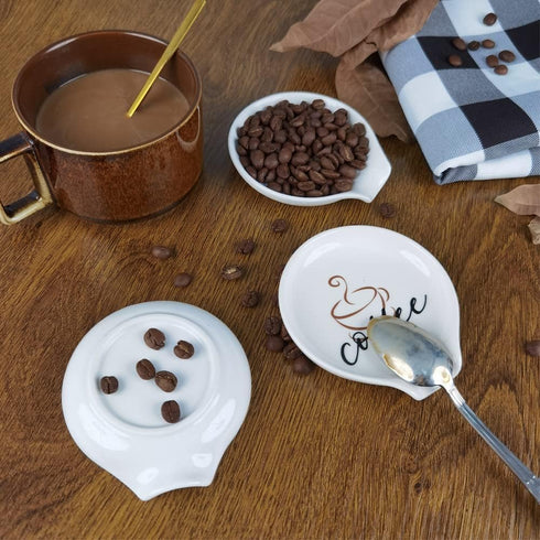 Coffee Spoon Rest - Engraved Cute Counter Spoon Holder for Farmhouse Home Bar, Gift for Coffee Lovers