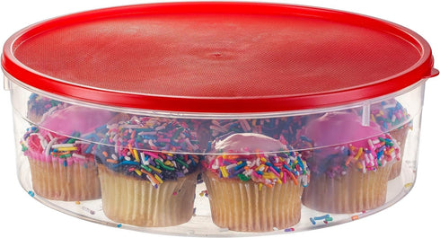 Zilpoo 2 Pack 10.5" Plastic Round Food Storage Containers with Lid, Covered Pie Keeper, Christmas Cookie, Cupcake