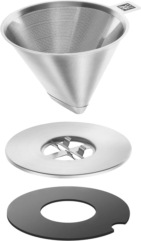 ZWILLING Pour Over Coffee Maker, 16 oz, 1-4 cups, 18/10 Stainless Steel, Dishwasher Safe with Anti-Slip Bottom