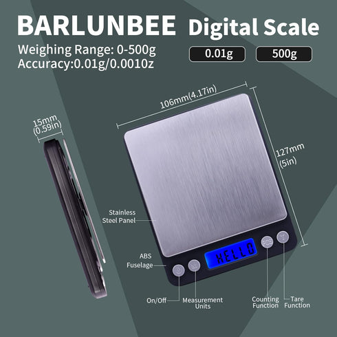 Gram Scale, Capacity 500g Accuracy 0.01g Mini Food Scales, Digital Weight Grams and Oz, Small Kitchen Scale, Black