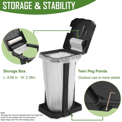 Toconv 20 Collapsible Trash Bag Holder with Pcs Trash Bags, Portable Trash Can with Trash Bag Storage, Waste Bin