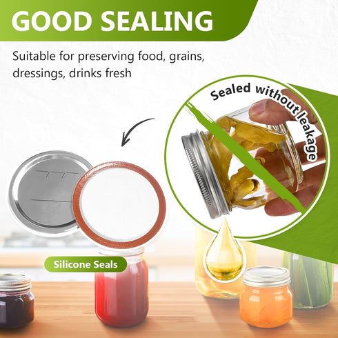 DSJIFGEW 52Pcs Premium Canning Lids - Rings for Regular Mouth Mason Jars, Food Grade Split-Type Metal Canning Kerr Jar