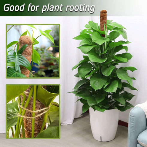 Soupiar 2-Pack 28" (13.2ft Bendable Moss Pole for Monstera, Rust-Free Aluminum Core Plant Support Stakes, Sturdy Stakes