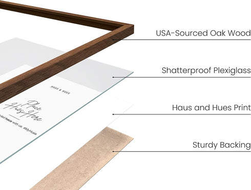 9x12 Set 1) HAUS AND HUES Walnut Oak Frame - Wooden Poster Holder, Rustic Display (Standalone
