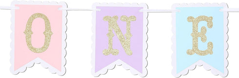1st Rainbow High Chair Banner for Birthday - Baby Girl Smash Cake for Photo Props, First Birthday Photo Background