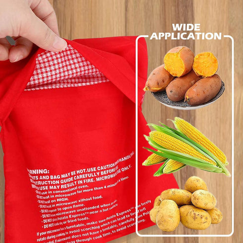 ATB 4-Pack 4 Baked Potato Microwave Bag - Reusable Pouch and Potato Cooker for Perfect Potatoes in Minutes - Quick