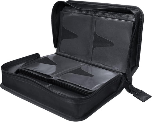 DVD Case Holder, Portable CD/DVD Case Wallet Binder for Home Travel, 160 Capacity Organizer (Black binder, Black)
