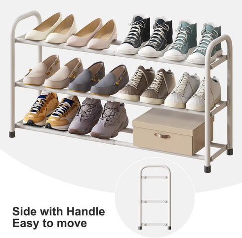 kiplant Closet, 3-Tier Closet, White Shoe Rack for Expandable Shoe Organizer for Metal Adjustable Black Shoe Shelf