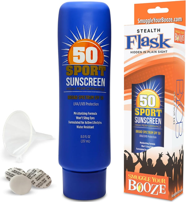 Smuggle Your Booze Secret Hidden SPF 50 Fake Sunscreen Lotion Flask by - 5 Tamper-Resistant