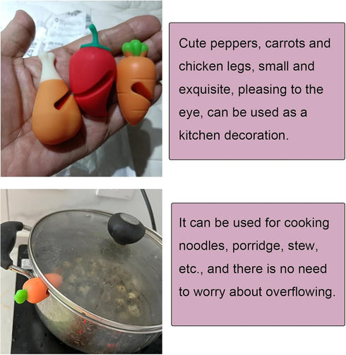 6 Pack Pot Lid Lifter, Silicone Heat Resistant Stand Holder Clip for Soup Pots Kitchen Gadgets