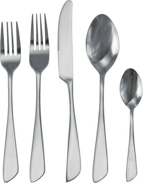 MegaChef Gibbous 20 Piece Flatware Utensil Set, Stainless Steel Silverware Metal Service for 4 in Silver by Megachef