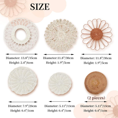 MeraMera Set 7 Boho Wall Decor, Rattan Flower Wall Decor,Nursery Wall Decor,Nursery Decor