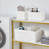 Vagusicc Set of 3 Wicker Storage Baskets, Hand-woven Decorative Rectangle Bins with Handles for Organizing, White