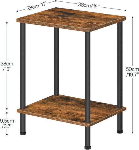 2-Layer BF09BZ01 HOOBRO End Table, Small Side Table, Nightstand with Storage Shelves, Sofa Table for Small Spaces