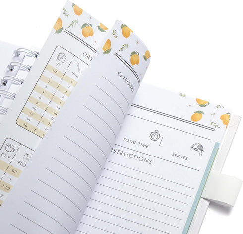 OUTSHINE 6 x 9 Lemons Hardcover Recipe Binder: Blank Recipe Binder to Write Your Own Recipes
