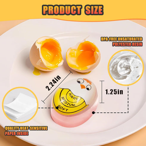 2pcs FOREV Egg Timer for Hard Boiled Eggs Soft Boiled Color Changing Indicator Tells When Eggs are Ready, Yellow