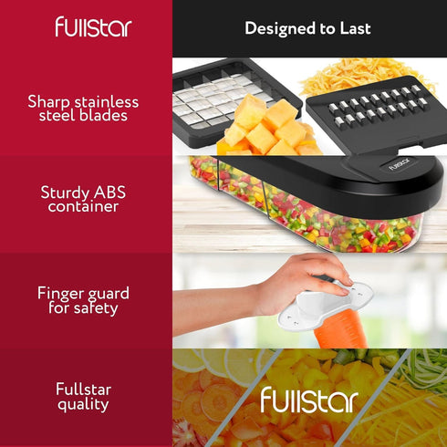 Fullstar Vegetable Chopper, Cheese Slicer, Food Chopper with Container, Mandoline Slicer & Cheese Grater (6 in 1)