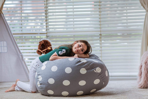 WEKAPO Stuffed Animal Storage Bean Bag Chair Cover for Kids | Stuffable Zipper Beanbag for Organizing Children Plush