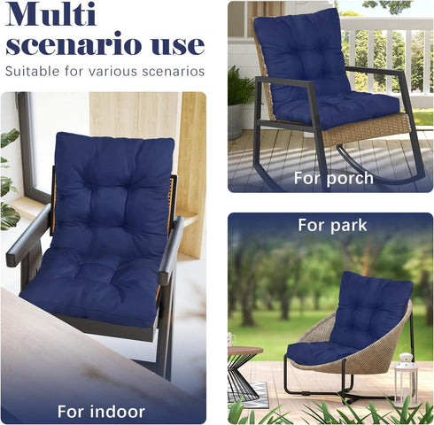 41.7"*20.8" High Back Outdoor Chair Cushions Waterproof Outdoor Patio Chair Seat Pad and Back Floral Rocking Chair
