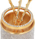 6Pcs Mini Tea Spoons Set, Gold Dessert Spoons with Holder, Zinc Alloy Small Delicate Spoons for Mixing, Ice Cream, Cake