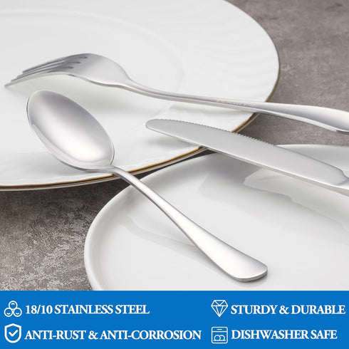 12 Pcs Forks and Spoons Silverware Set, Food Grade Stainless Steel Flatware for Home and Kitchen, Dishwasher Safe