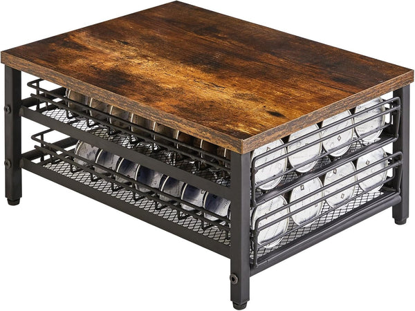 IBUYKE 2-Tier Coffee Pod Drawer Holder, Compact Storage Organizer for Nespresso Capsule Pods, Rustic Brown