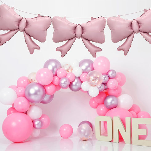 5 FBQ Pcs Bow Balloons Birthday Themed Bow Party Baby Shower Wedding Party Bachelorette Party Decoration Supplies(Candy