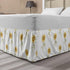 Lunarable Sunflower Bedskirt, Hand Drawn Floral Pattern, Queen Size, Green Ginger, Gathered Design