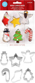 R&M International Mini Christmas Cookie Cutters, 6-Piece Set: Snowman, Stocking, Star, Candy Cane, Tree, Angel
