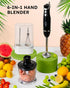Sangcon 6-in-1 Immersion Blender: Handheld with Chopper & 34oz Blending Cup, 2-Speed Adjustable Stick Blender