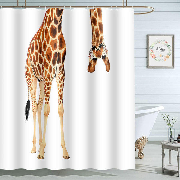 Moslion Giraffe Bathroom Shower Curtain, Wild Animal Watercolor Giraffe Design, Waterproof Polyester Fabric 72x72 Inch