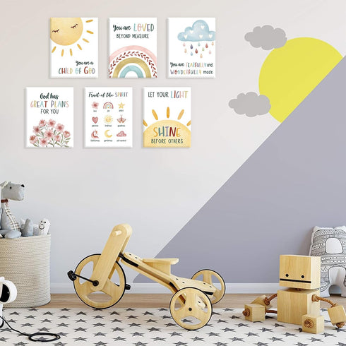 Art,Set 6 (8X10) HOURIA Kids Bible Verses Wall Decor,Inspirational Christian Wall Of Rainbow Scripture Canvas Wall Art