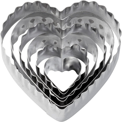 Wilton 6-Piece Nesting Fondant Double Sided Cut Out Cutters - Hearts, Silver