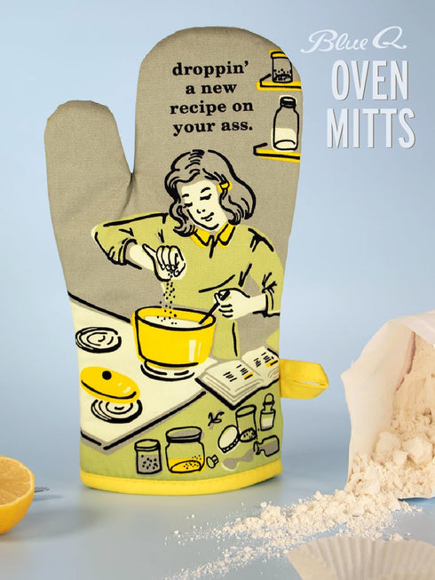 Blue Q Oven Mitt: Droppin' a New Recipe on Your Ass, Super-Insulated Quilting, 100% Cotton