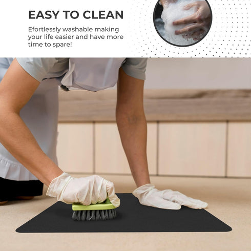 Super Absorbent Dish Drying Mat: 16x12 Non-Slip Water Absorbent Mat for Kitchen Counter, Easy to Clean (Black)
