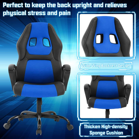 Gaming Chair PC Computer Chair Office Chair for Adult Teen Kids, Ergonomic PU Leather Gamer Chair with Lumbar Support