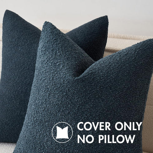 Pack 1 Decor,12x20 Inch MIULEE Textured Boucle Throw Pillow Cover Navy Blue Accent Solid Lumbar Pillow Case Decorative