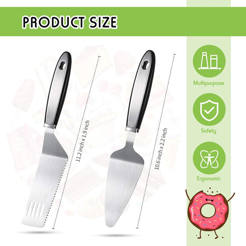2 Pieces Stainless Steel Pie Server Set, Cake Cutter Serrated Spatula for Cutting and Serving Desserts, Brownies