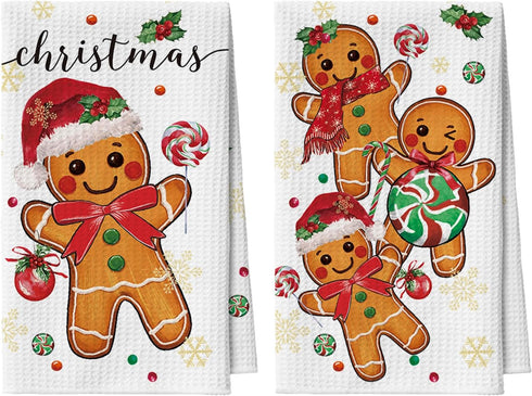 Artoid Mode Gingerbread Candy Christmas Bar Kitchen Towels, 12x24 Inch Quick Dry