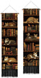 PLIGREAT 2 Pack Vintage Bookshelf Wall Hangings, Classic Library Tapestry with Tassels