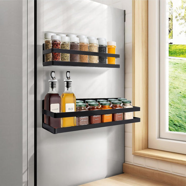 Uten Large Magnetic Spice Rack for Refrigerator, 2 Pack Enhanced Magnetic Shelves,