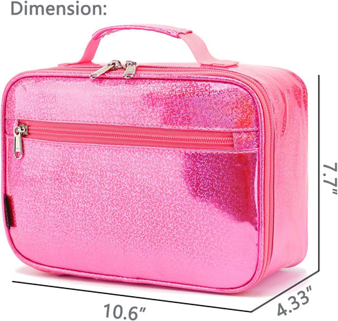 FlowFly Kids Lunch Box, Insulated Soft Bag Mini Cooler Thermal Meal Tote Kit for Girls, Boys, Pink