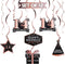 LINGTEER Happy 14th Birthday Decorations, 12 Pcs Black & Rose Gold Foil Swirls Streamer Set for Fourteen Years Old