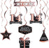 LINGTEER Happy 14th Birthday Decorations, 12 Pcs Black & Rose Gold Foil Swirls Streamer Set for Fourteen Years Old