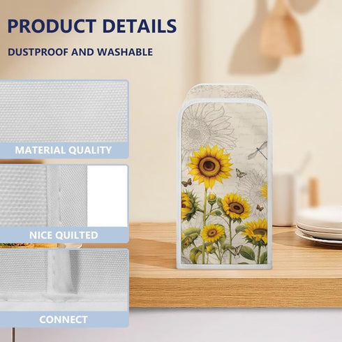 Sunflower Electric Can Opener Cover, Decorative Kitchen Appliance Dust Cover for Home Kitchen, Beige