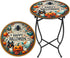 Weogot Personality Round Side Table, 14 Funny Patio Accent Weather Resistant Metal Side