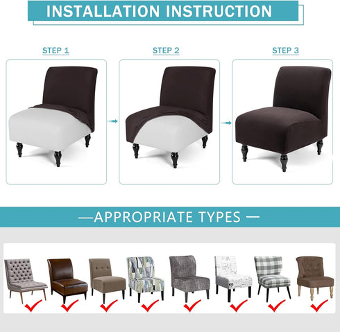 Armless Iauddy Accent Slipper Chair Cover Slipcover,Stretch Spandex Removable Non-Slip Silp Cover for Accent Chair